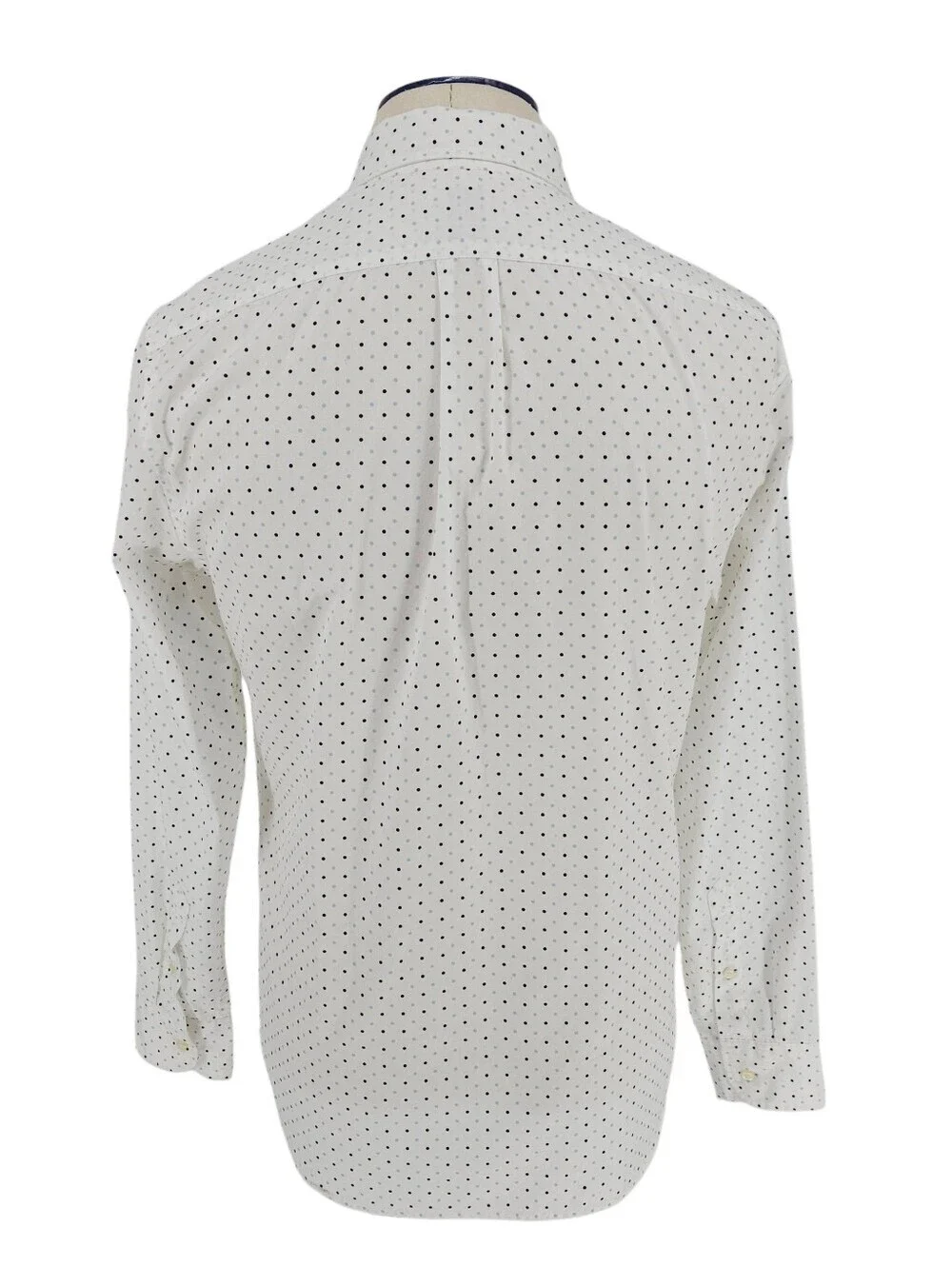 J.CREW Slim Fit Shirt White Polka Dot Long Sleeve Button Up Collared Mens Medium
